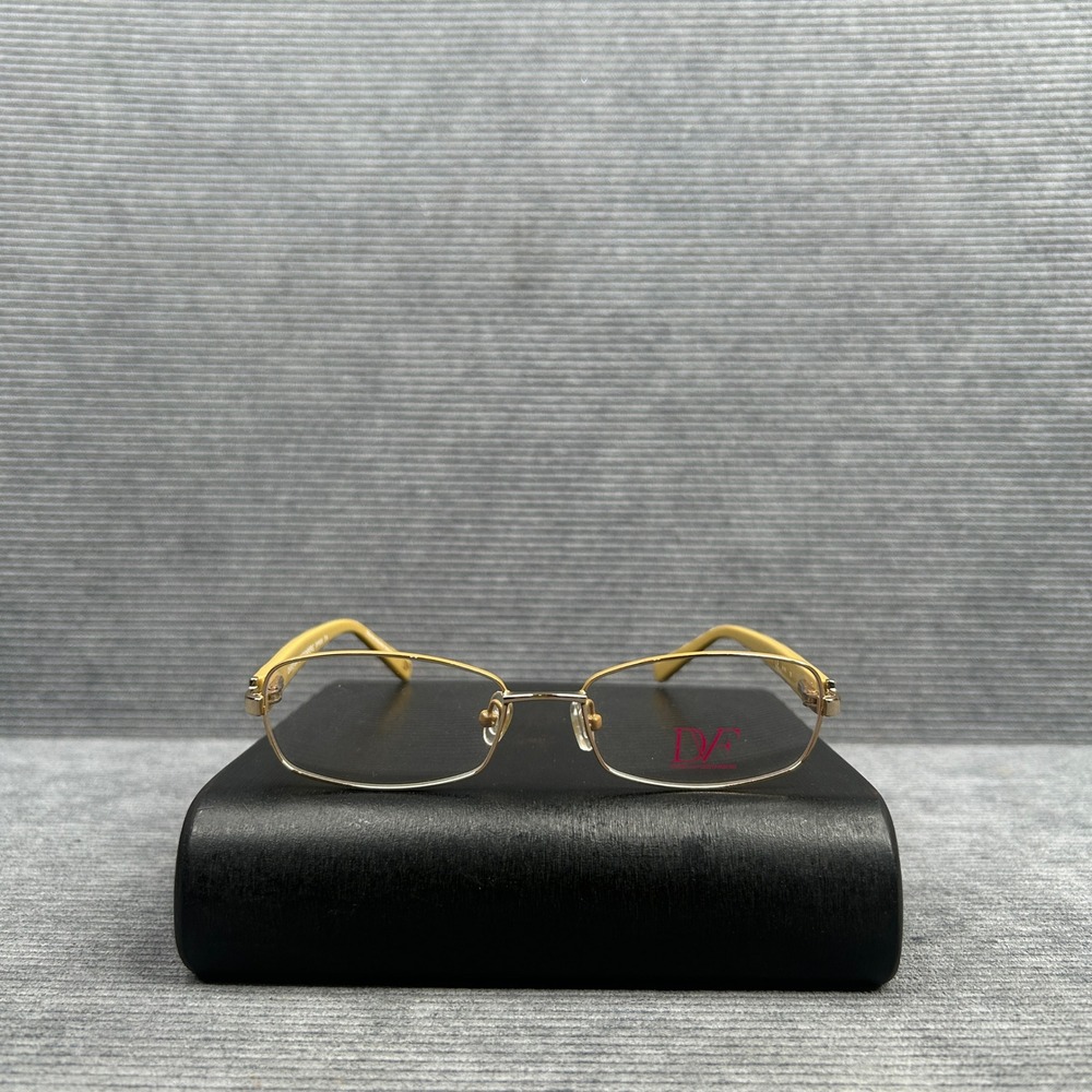 Diane von Furstenberg DVF8038 Gold Yellow Leopard Y2k Eyeglasses Frames